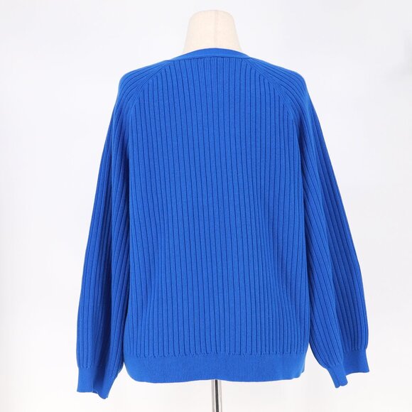 TALBOTS Soft V-Neck Cardigan Classic Ribbing Button Front Royal Blue Size 2X - Picture 4 of 7